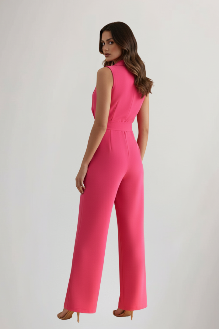 Yasmin | Sleeveless V-Neck Tie-Waist Jumpsuit