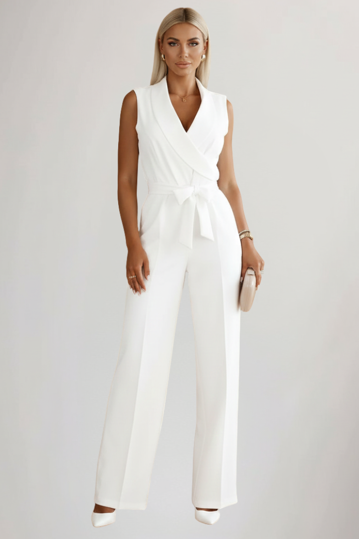Yasmin | Sleeveless V-Neck Tie-Waist Jumpsuit