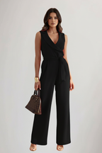 Yasmin | Sleeveless V-Neck Tie-Waist Jumpsuit