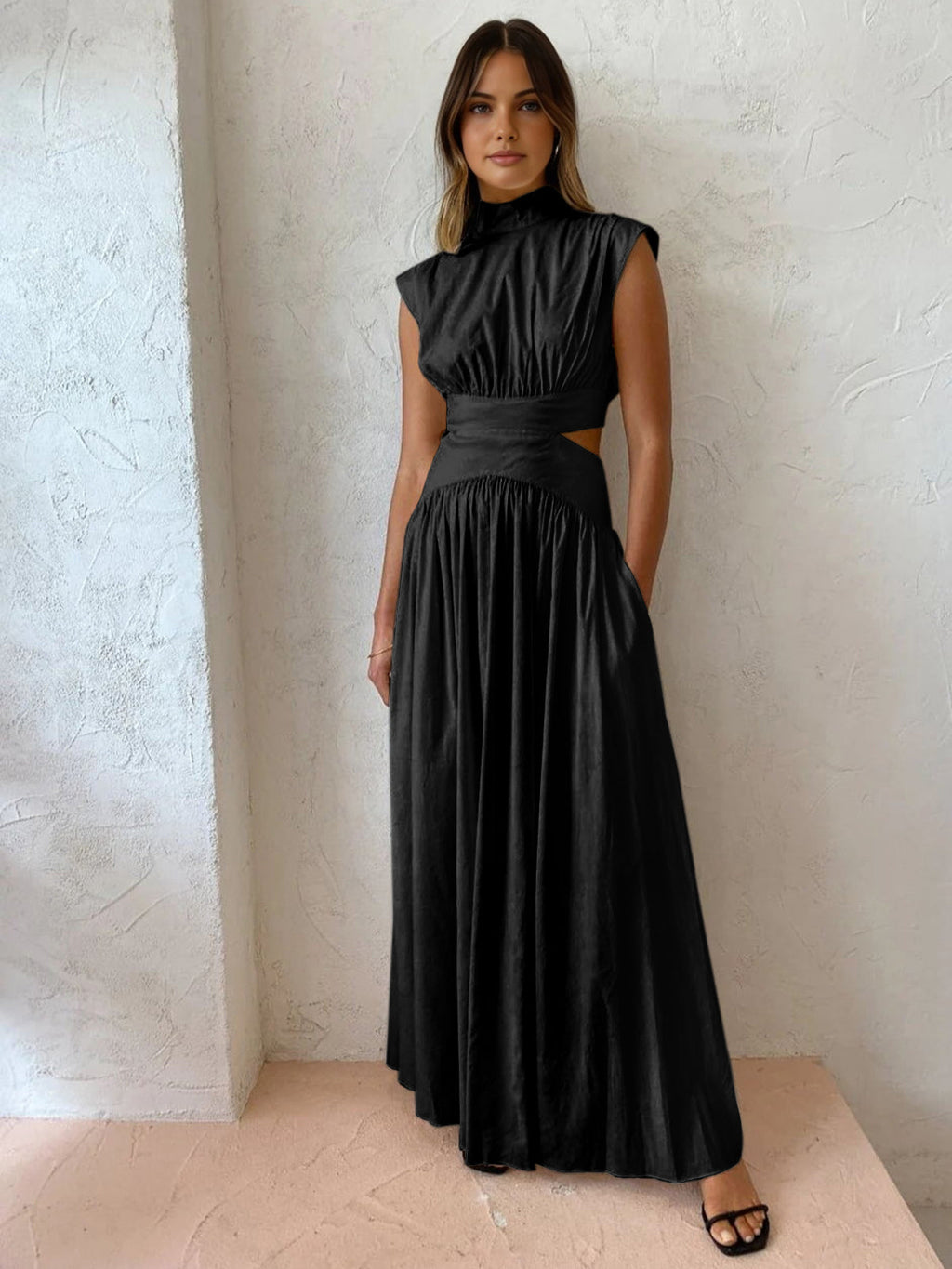 Yvonne | Sleeveless Mock Neck Cut-Out Maxi Dress