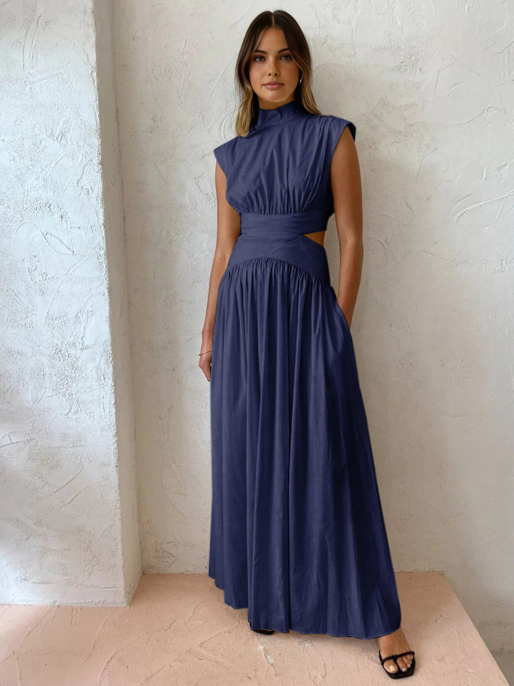 Yvonne | Sleeveless Mock Neck Cut-Out Maxi Dress