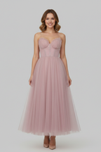 Zoey | Strapless Layered Tulle Maxi Dress