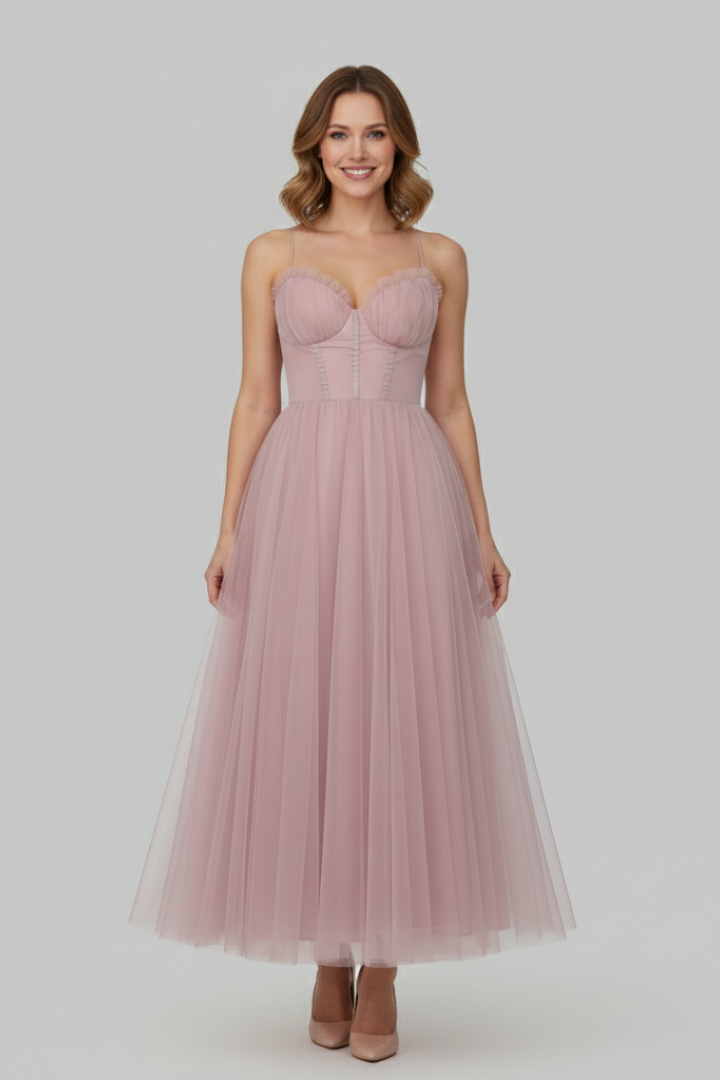 Zoey | Strapless Layered Tulle Maxi Dress