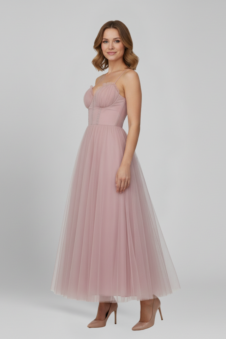 Zoey | Strapless Layered Tulle Maxi Dress