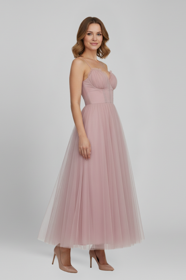 Zoey | Strapless Layered Tulle Maxi Dress