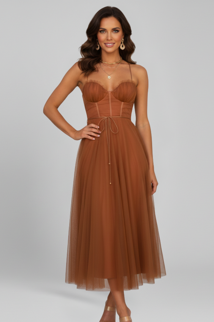 Zoey | Strapless Layered Tulle Maxi Dress