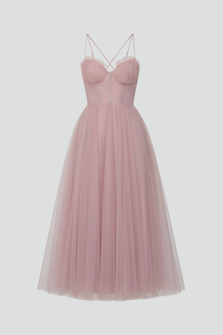 Zoey | Strapless Layered Tulle Maxi Dress