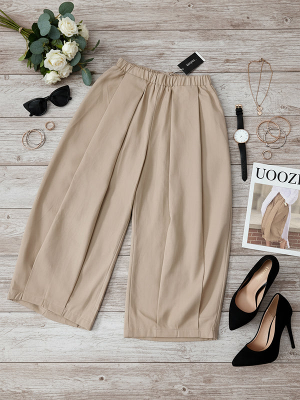 Zola | Loose Fit Wide Leg Pleated Pants with Pockets