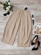 Zola | Loose Fit Wide Leg Pleated Pants with Pockets