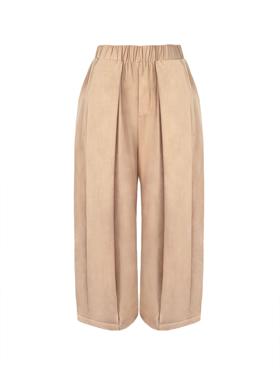 Zola | Loose Fit Wide Leg Pleated Pants with Pockets