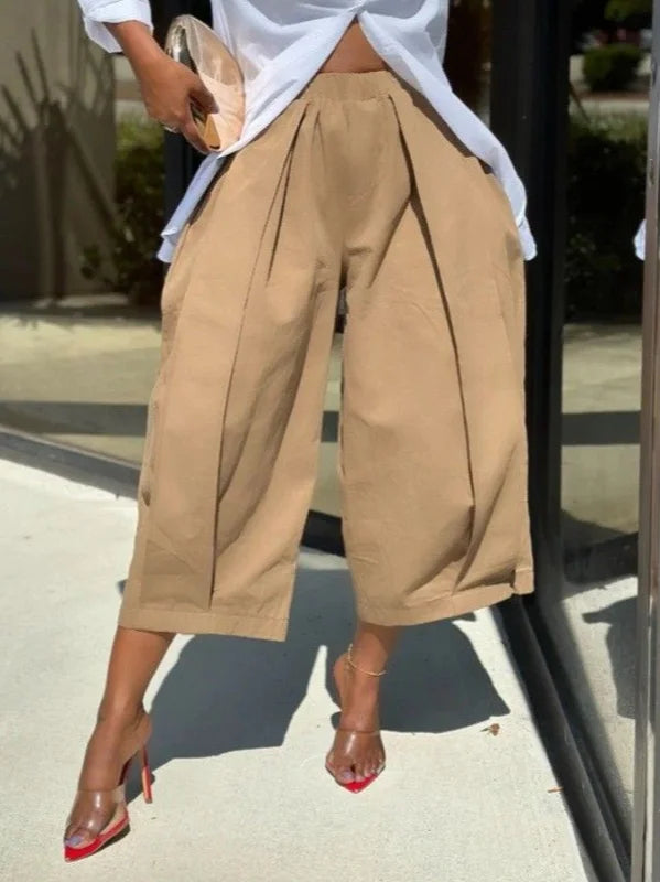 Zola | Loose Fit Wide Leg Pleated Pants with Pockets