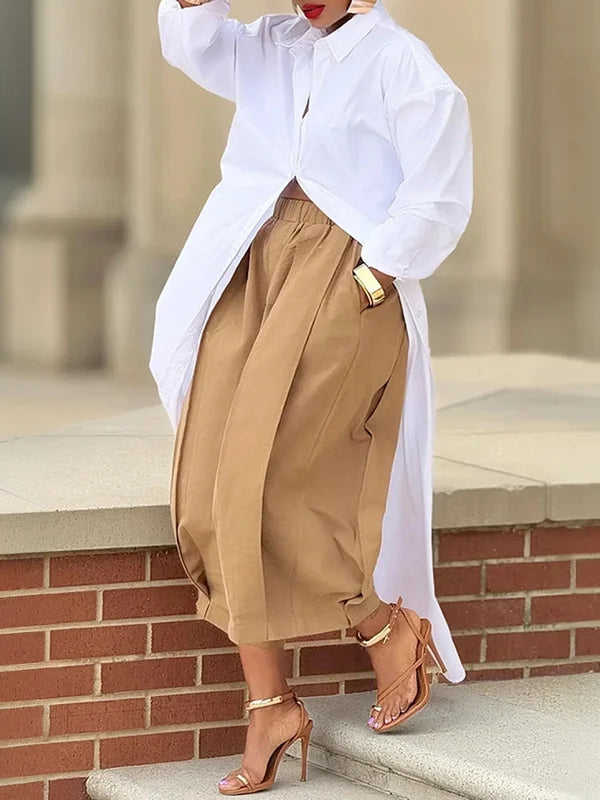 Zola | Loose Fit Wide Leg Pleated Pants with Pockets