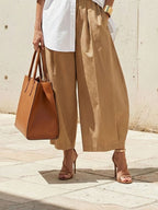 Zola | Loose Fit Wide Leg Pleated Pants with Pockets
