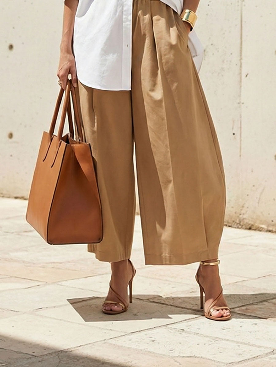 Zola | Loose Fit Wide Leg Pleated Pants with Pockets