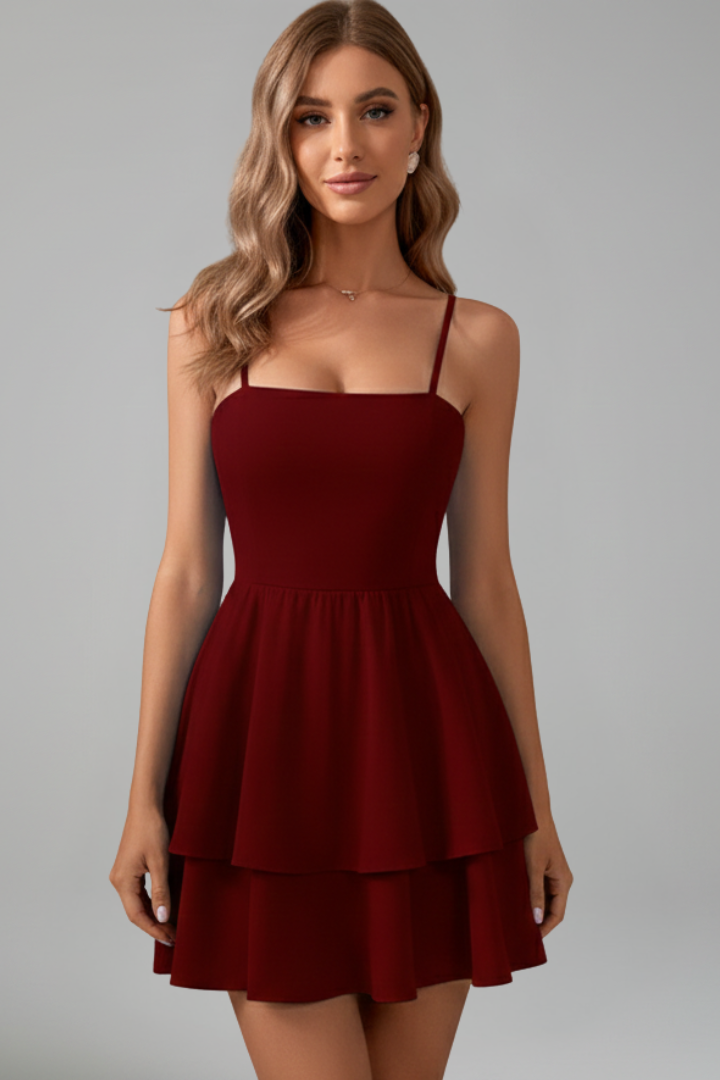 Zora | Flared Mini Dress With Spaghetti Straps